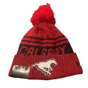 Calgary Stampeders Toque CFL Football Red New Era Beanie NWT with Pompom